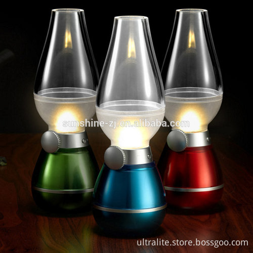 Christmas Classic Led Style Retro Kerosene Lamp Plastic Vintage Lamps Bulb USB Power Supply Charging Battery Blowing Sensor